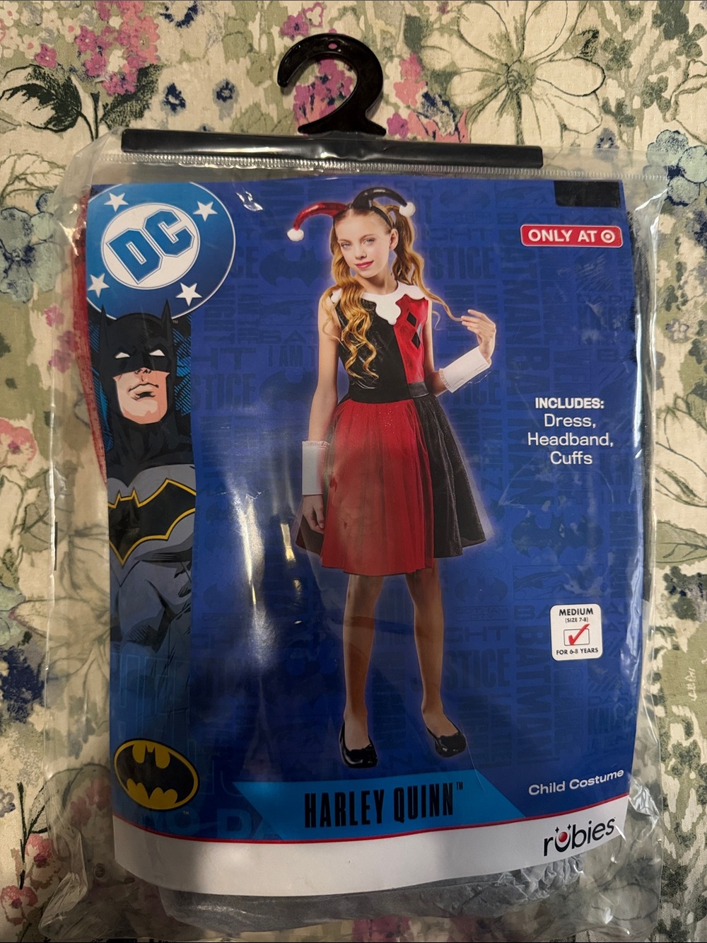 Rubie's Harley Quinn Kids Costume - Red and Black Dress with Headband & Cuffs